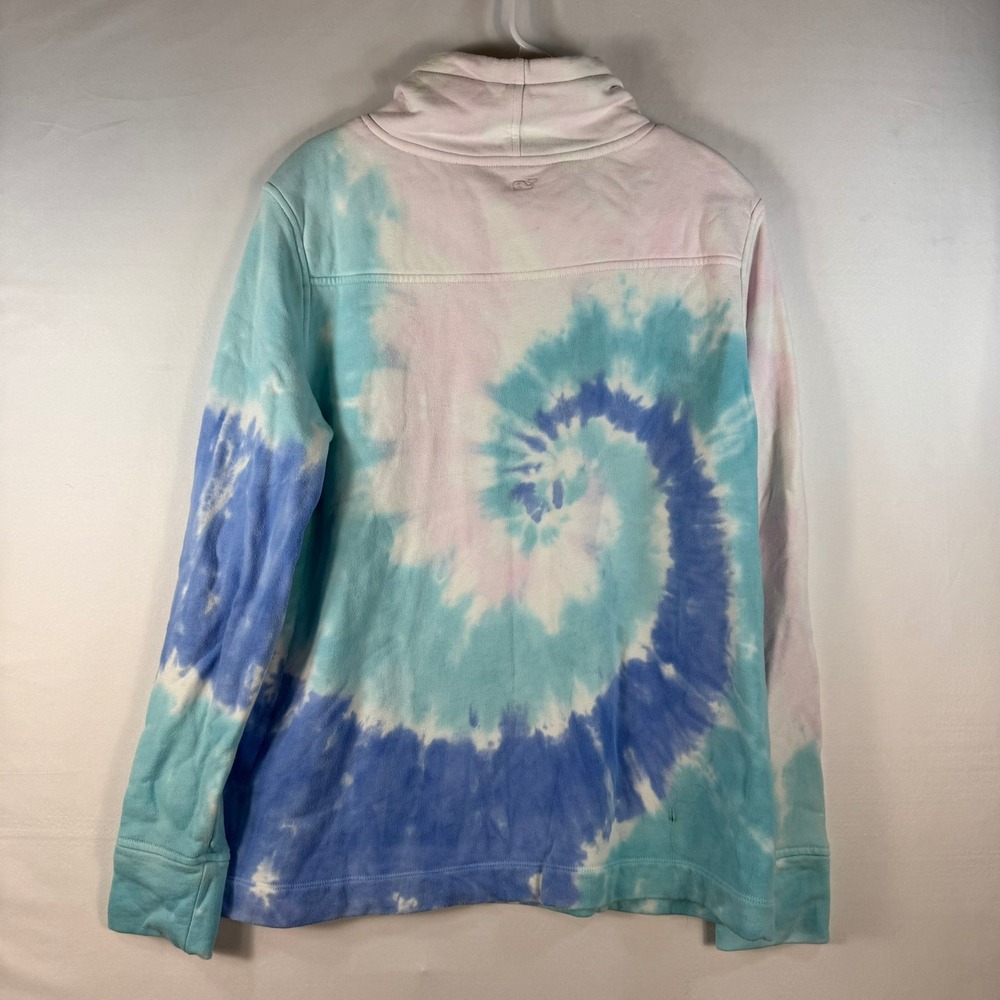 Vineyard Vines Shep Shirt Tie Dye Quarter Zip Pullover Blue Pink Women M